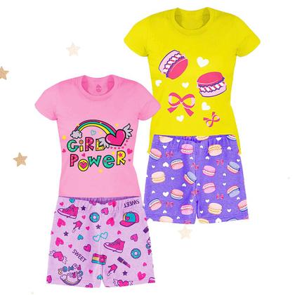 Imagem de Kit 5 Conjuntos Infantil Menina 10 Peças Camisetas e Shorts