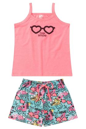 Imagem de Kit 5 Conjuntos Infantil Menina Verão Blusa de Alcinha e Shorts com Elástico Malha com Elastano