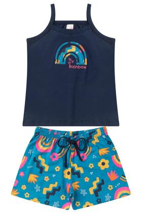 Imagem de Kit 5 Conjuntos Infantil Menina Verão Blusa de Alcinha e Shorts com Elástico Malha com Elastano
