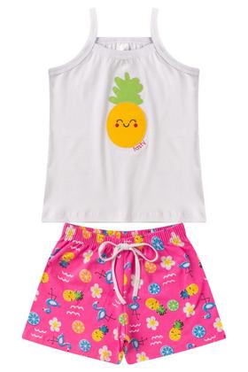 Imagem de Kit 5 Conjuntos Infantil Menina Verão Blusa de Alcinha e Shorts com Elástico Malha com Elastano