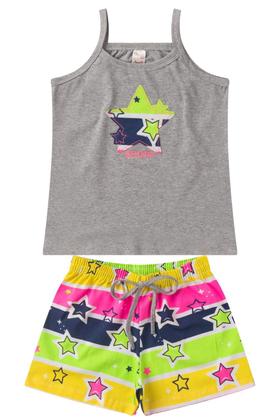 Imagem de Kit 5 Conjuntos Infantil Menina Verão Blusa de Alcinha e Shorts com Elástico Malha com Elastano