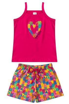 Imagem de Kit 5 Conjuntos Infantil Menina Verão Blusa de Alcinha e Shorts com Elástico Malha com Elastano