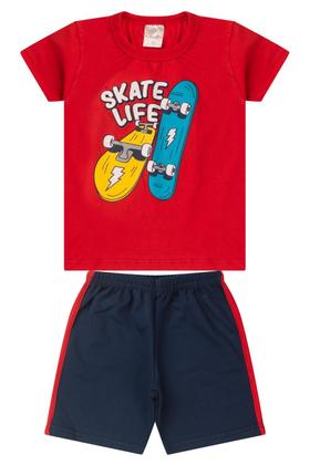 Imagem de Kit 5 Conjuntos Infantil Menino Verão Camiseta em Meia Malha com Manga e Bermuda de Moletinho com Elástico
