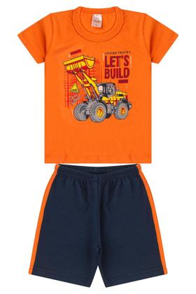 Imagem de Kit 5 Conjuntos Infantil Menino Verão Camiseta em Meia Malha com Manga e Bermuda de Moletinho com Elástico