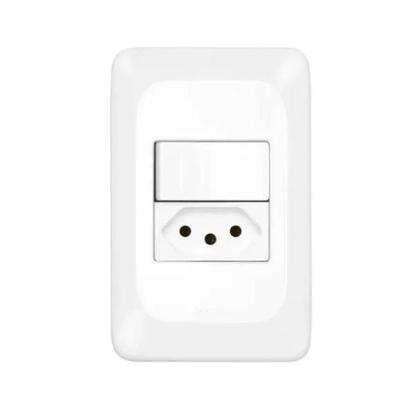 Imagem de Kit 5 Conjuntos Interruptor Simples + Tomada 20A Pial Pop