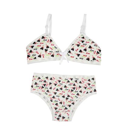 Imagem de Kit 5 Conjuntos Menina Moça Infantil Estampado Sem Bojo Com Espuma