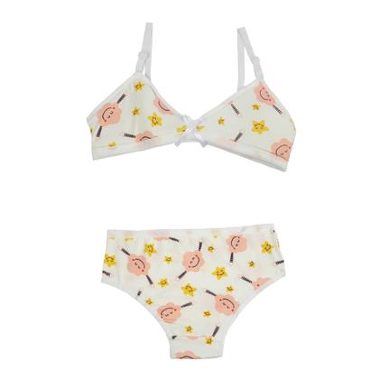 Imagem de Kit 5 Conjuntos Menina Moça Infantil Estampado Sem Bojo Com Espuma