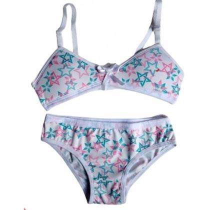 Imagem de Kit 5 Conjuntos Menina Moça Infantil Estampado Sem Bojo Com Espuma