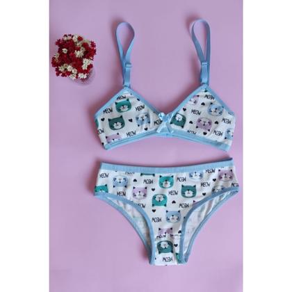 Imagem de Kit 5 Conjuntos Menina Moça Infantil Estampado Sem Bojo Com Espuma