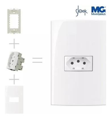 Imagem de Kit 5 Conjuntos Placa com Tomada 2P+T 20A 4x2 Sleek Margirius 16003
