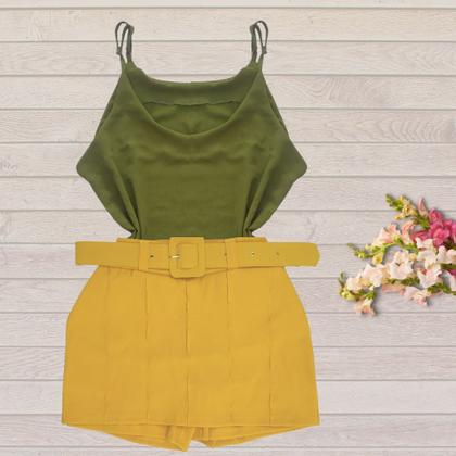 Imagem de Kit 5 Conjuntos Plus Size Feminino Shorts Cinto Cintura Alta 2107