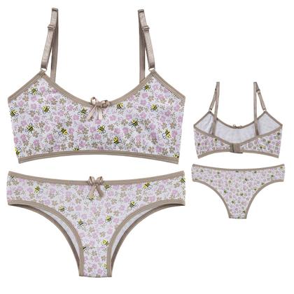 Imagem de kit 5 Conjuntos Top e Calcinha Juvenil Lingerie Estampado Moda Infantil Menina Moça Cotton Algodão