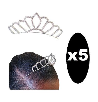 Imagem de kit 5 Coroas Tiaras de Cabelo Strass Princesa Daminha Festa