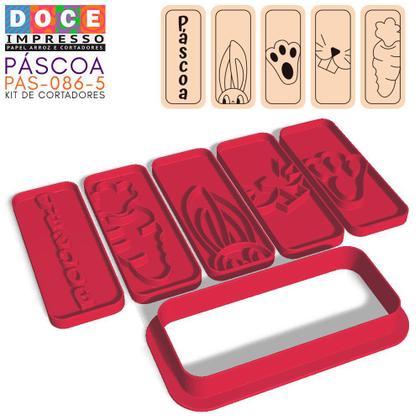 Imagem de Kit 5 Cortadores Marca Biscoito Páscoa Coelho Cenoura Focinho