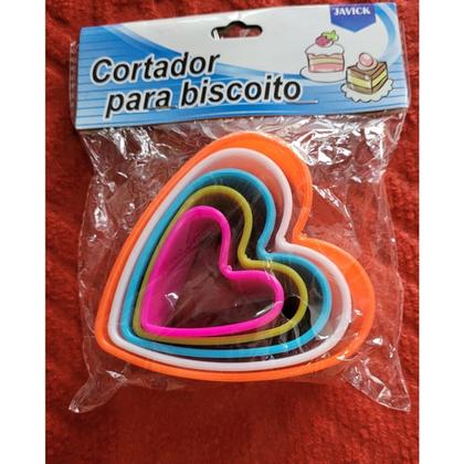 Imagem de Kit 5 Cortadores Molde Biscoito Pasta Americana Confeitaria Modelo Coração