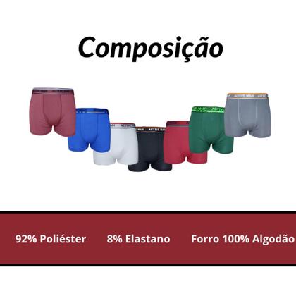Imagem de Kit 5 Cuecas Box Masculinas Confortável Original Boxer Cores Sortidas Lisas Microfibra