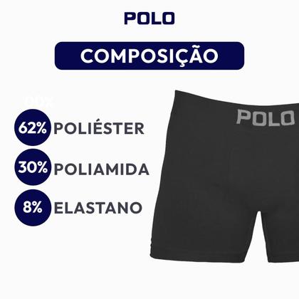 Imagem de Kit 5 Cuecas Boxer Polo Star Poliéster Masculina Preta