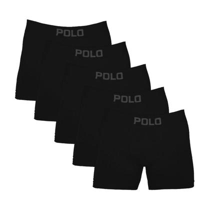 Imagem de Kit 5 Cuecas Boxer Polo Star Poliéster Masculina Preta