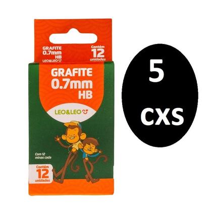 Imagem de Kit 5 cxs c/12 Tubos Mina Grafite p/ Lapiseiras 0.7mm HB