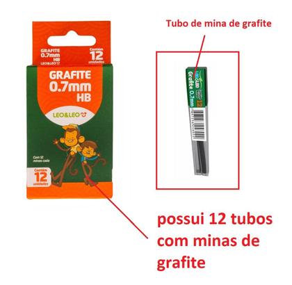 Imagem de Kit 5 cxs c/12 Tubos Mina Grafite p/ Lapiseiras 0.7mm HB