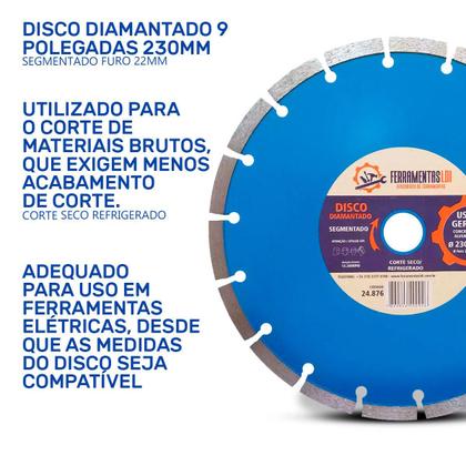 Imagem de  Kit 5 Disco de Corte Diamantado Segmentado 9 Polegadas (230mm) Ferramentas LDI