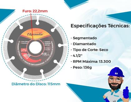 Imagem de Kit 5 Discos Diamantado 115mm Serra Mármore Gdc 14-40