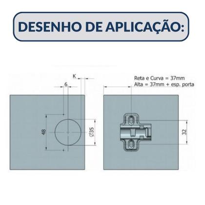 Imagem de Kit 5 Dobradiça 35mm Curva Para Porta Armarios e Moveis