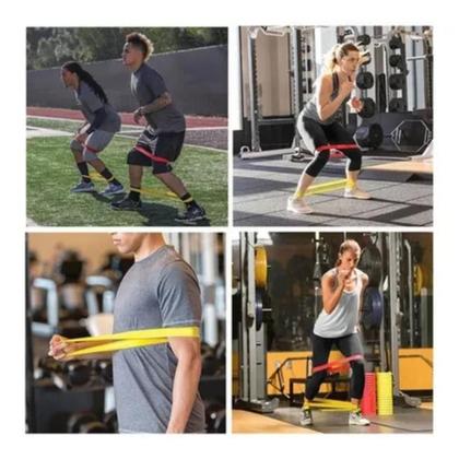 Imagem de Kit 5 Elásticos Treino Exercício Corpo em Casa Resistência Fisioterapia Pilates Ginástica Yoga Mini Band