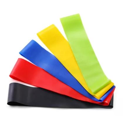 Imagem de Kit 5 Elásticos Treino Exercício Corpo em Casa Resistência Fisioterapia Pilates Ginástica Yoga Mini Band