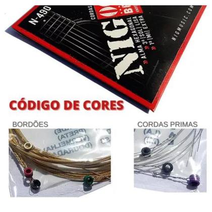 Imagem de Kit 5 Encordoamento Violão Aço Bronze .009 6 Cordas N490 Nig