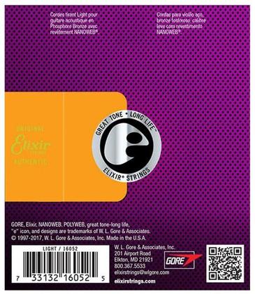 Imagem de Kit 5 Encordoamento Violão Aço Elixir Nanoweb 0.10