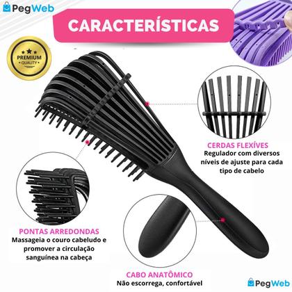 Imagem de Kit 5 Escova Pente Polvo Cabelo Cacheado Crespo Desembaraçar