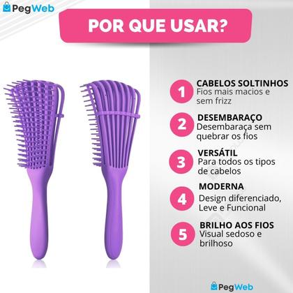 Imagem de Kit 5 Escova Pente Polvo Cabelo Cacheado Crespo Desembaraçar