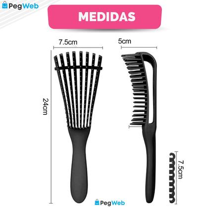 Imagem de Kit 5 Escova Pente Polvo Cabelo Cacheado Crespo Desembaraçar