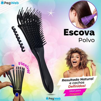 Imagem de Kit 5 Escova Pente Polvo Cabelo Cacheado Crespo Desembaraçar