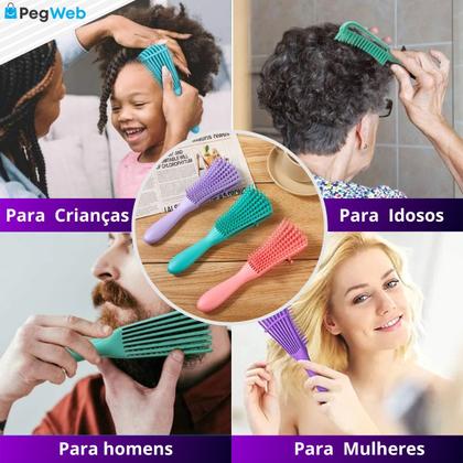 Imagem de Kit 5 Escova Pente Polvo Cabelo Cacheado Crespo Desembaraçar