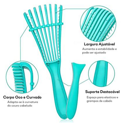 Imagem de Kit 5 Escova Polvo Flexível Para Cabelo Cacheado Atacado