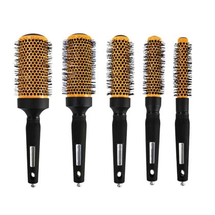 Imagem de Kit 5 Escovas Cabelo Cerâmica Térmica Bolsa Transparente Cabeleireiro Penteados Escova Modeladora Cabelo Escovado Cabeleireiro