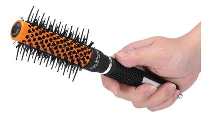 Imagem de Kit 5 Escovas Laranja Para Cabelo Vazadas Térmica Profissional Com Bolsa