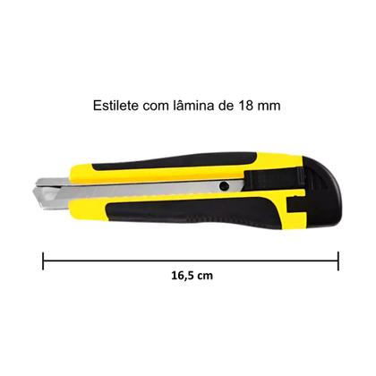 Imagem de Kit 5 Estiletes Profissional Multiuso C/ Trava Lamina 18mm