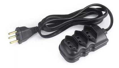 Imagem de Kit 5 extensão eletr. 10m tripolar 3 tomadas preto