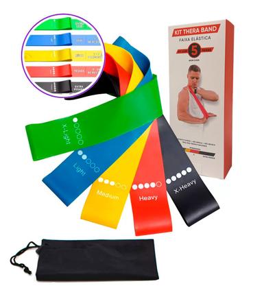 Imagem de Kit 5 Faixa Elastica Treino Para Exercícios Super Mini Band