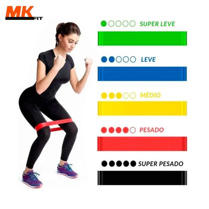 Imagem de Kit 5 Faixa Elastica Treino Para Exercícios Super Mini Band