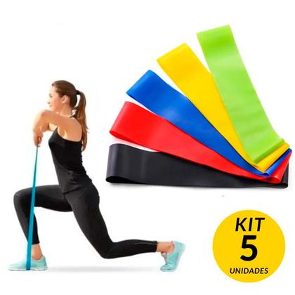 Imagem de Kit 5 Faixa Elastica Treino Para Exercícios Super Mini Band