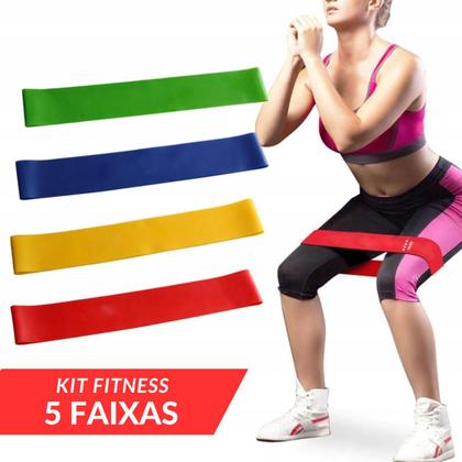 Imagem de Kit 5 Faixas de Elástico para Yoga e Flexibilidade