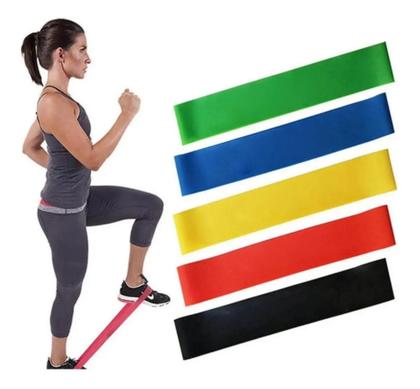 Imagem de Kit 5 Faixas Elástica de Resistência para yoga Pilates Treino Academia