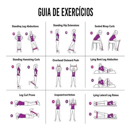 Imagem de Kit 5 Faixas Elástica Mini Band Elástico Musculação