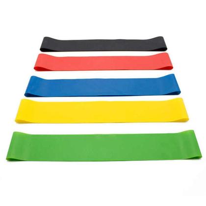 Imagem de Kit 5 Faixas Elasticas Exercicios Em Casa Extensor Mini Band