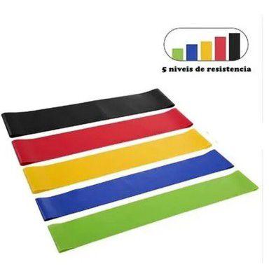 Imagem de Kit 5 Faixas Elásticas Mini Band Exercícios em Casa Extensor Academia Yoga Pilates Fitness Exercício Funcional
