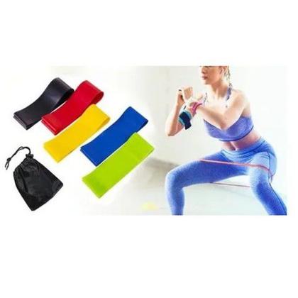 Imagem de Kit 5 Faixas Elásticas Mini Band Exercícios em Casa Extensor Academia Yoga Pilates Fitness Exercício Funcional